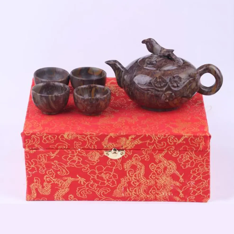 Чайник из натурального камня Nuwa чайный набор цветного для здоровья Нефритовый