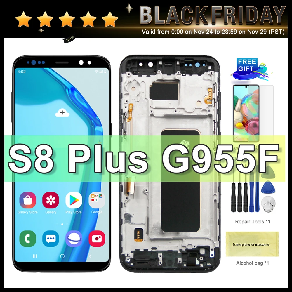 

Высококачественный TFT-дисплей для Samsung Galaxy S8 Plus G955 G955F, ЖК-дисплей, сенсорный экран с рамкой, для Galaxy S8 +, замена дисплея