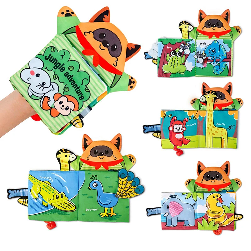 

Activity Tactile Infants Book Farm Educational with Animal Gift Baby Soft Cloth Tail Babies Hand Toddler for Book Puppet Toys