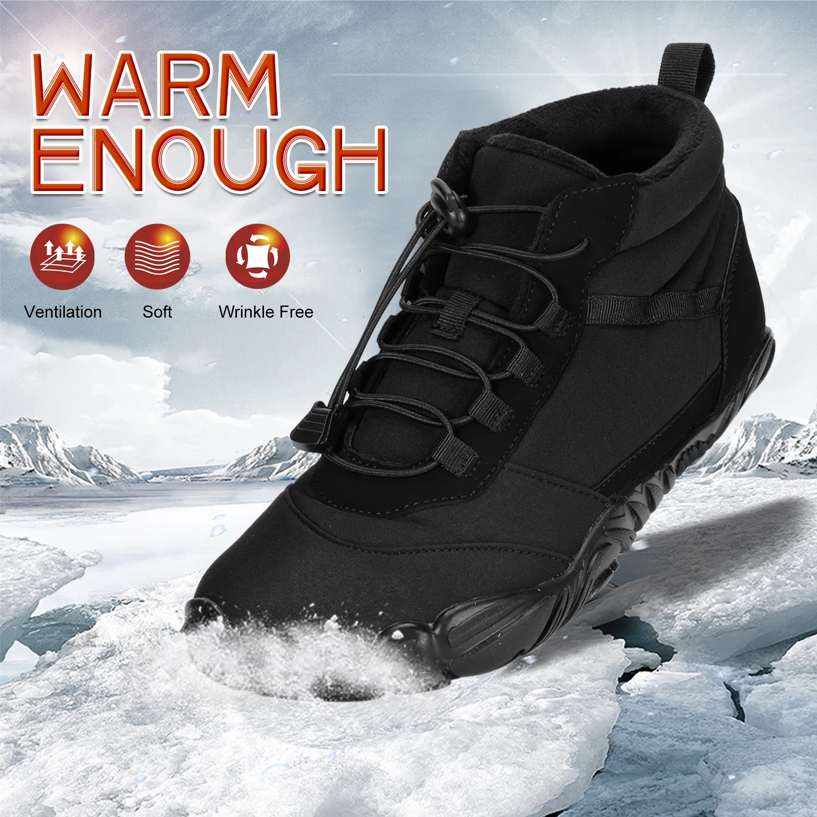 

Winter Warm Jogging Sneakers Women Men Rubber Running Barefoot Shoes Waterproof Non-Slip Breathable for Outdoor Walking