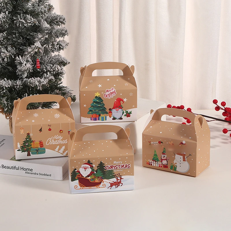 2/4 шт. рождественская бумажная подарочная коробка мультяшный Санта-Снеговик торт