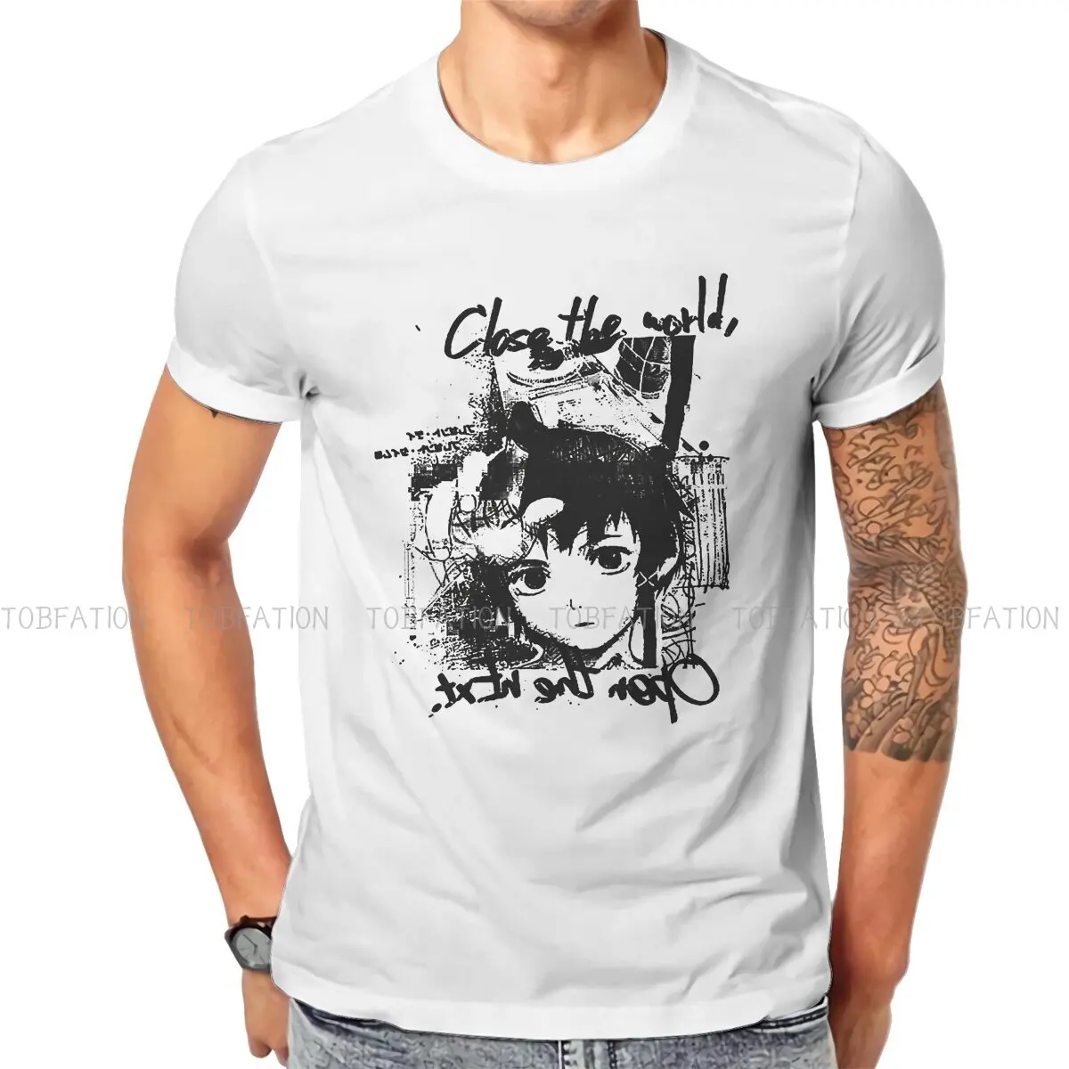 

White Men TShirt Serial Experiments Lain Anime Crewneck Tops 100% Cotton T Shirt Humor Top Quality Gift Idea