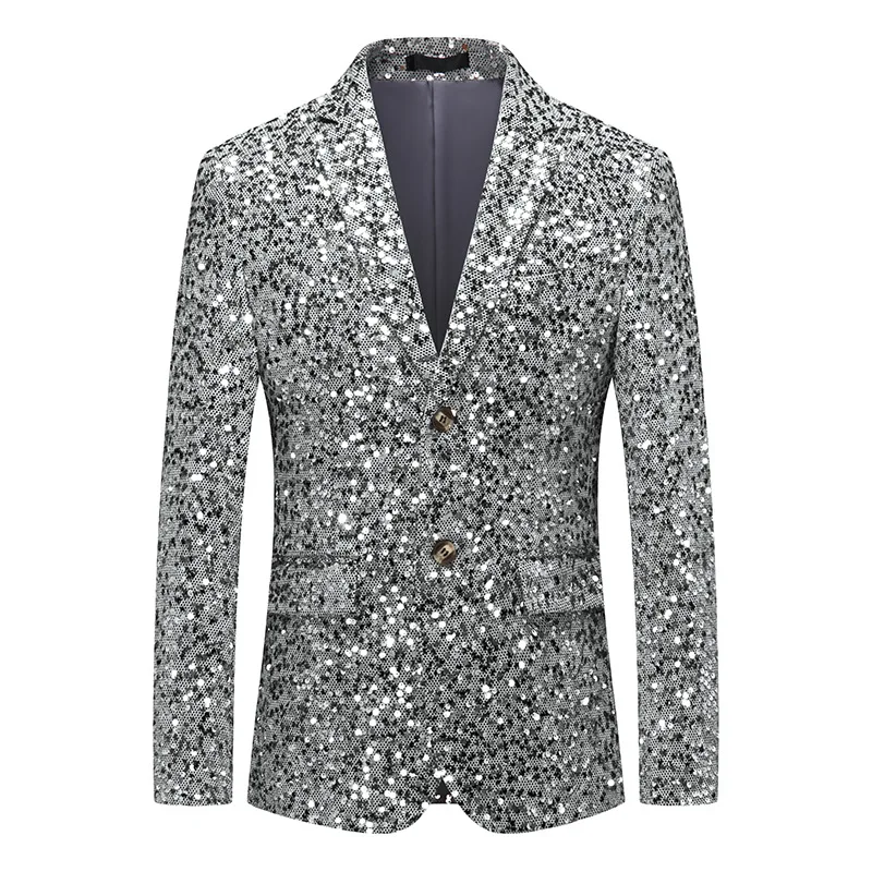 

2023 Men's Sequined Suit Jacket Host Mc Studio Suit
