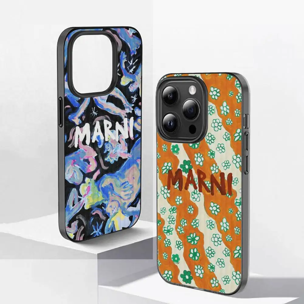 Фото Чехол M-Marni Flower для iPhone 17, 16, 15, 14 Plus, 11, 12, 13 Pro Max, противоударный, с мягкой задней панелью №4