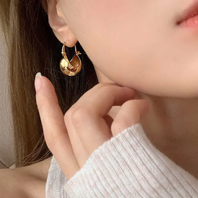 Женские серьги-кольца в форме золотого шара серебро 925 пробы Геометрическая