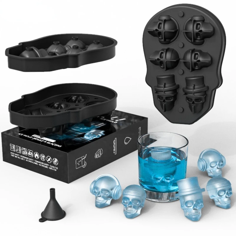 

Ice Mould Ice Maker Skull Silicone Mold Ice Cube Tray Mold Ice Cream Mold with Lid Whiskey Cocktail Bar Pub Wine Ice Block Maker