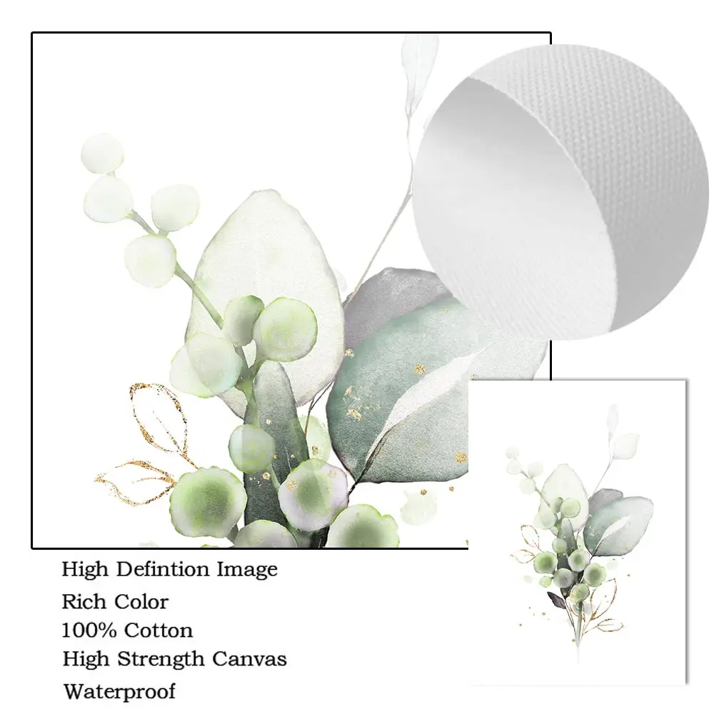 Абстрактный постер с листьями эвкалипта настенный художественный принт