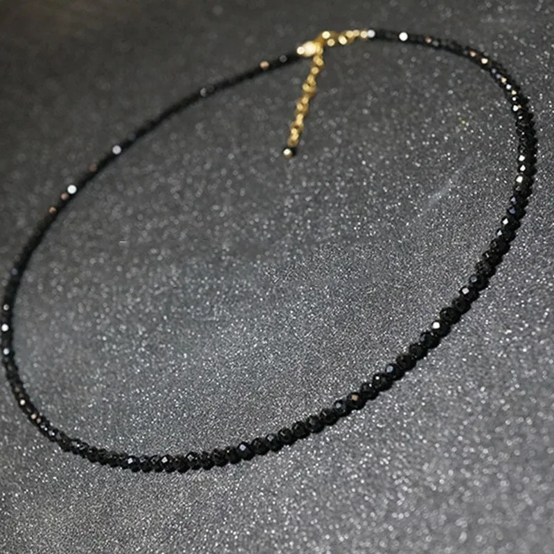 Marque de mode Simple noir perles court collier pour femmes cristal brin ras du cou colliers Bijoux