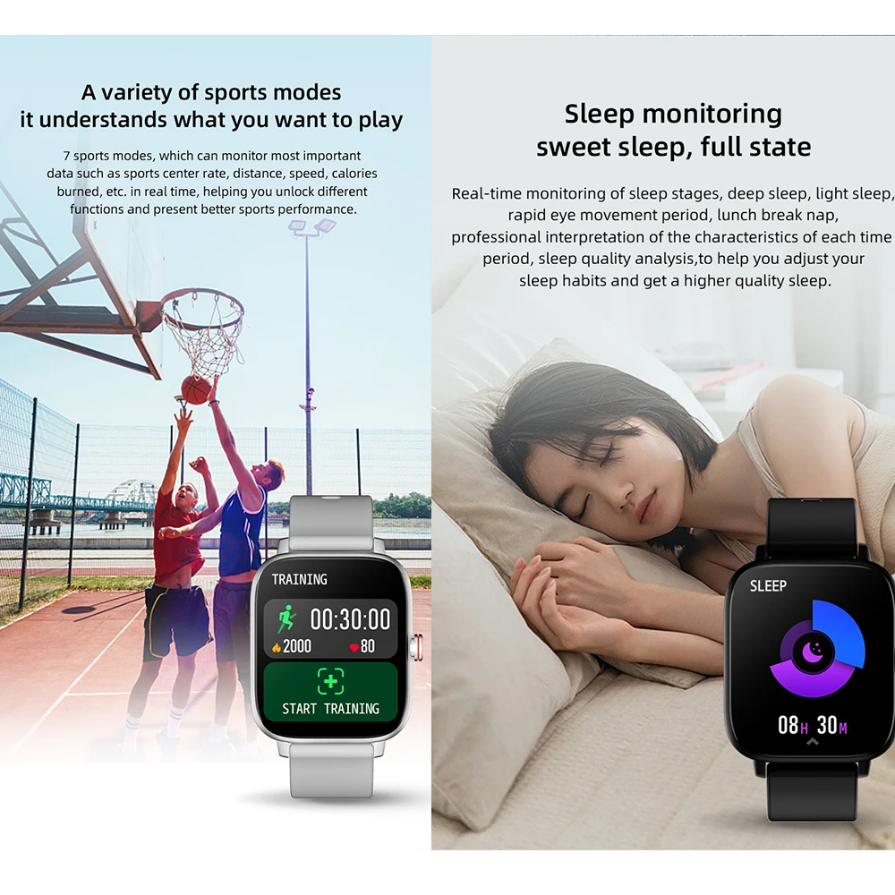 Смарт-часы для мужчин и женщин сенсорный экран 1 69 дюйма bluetooth пульсометр