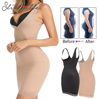 Full Slip Shapewear for Women Under Dresses Smooth Tummy Control Waist Trainer Body Shaper Slips Lingerie Strap Cami Dress 1