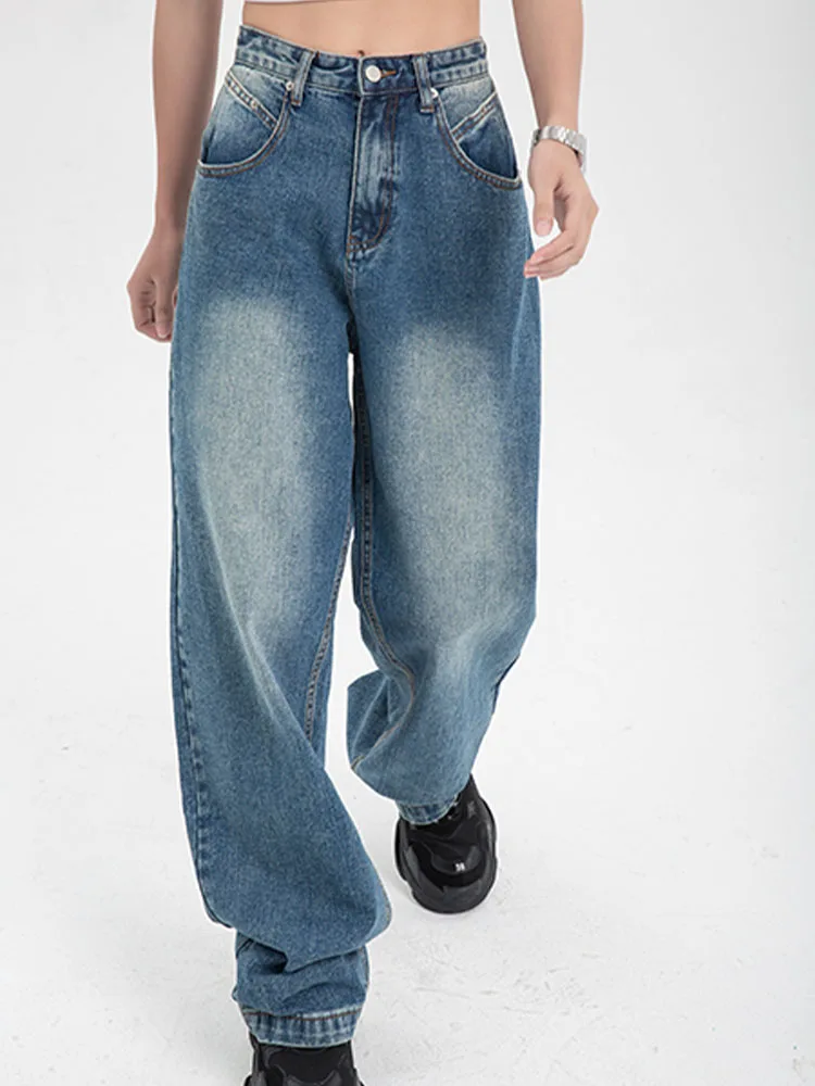 

High Waist Women's Low Rise Y2K Jeans Woman Streetwear Wide Leg Pants Punk Hip Hop Trousers Female Femme Denim Bagge Mom Jeans