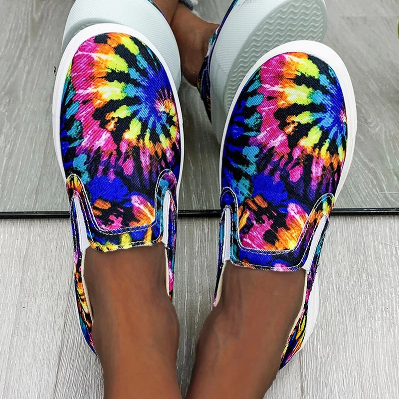 

Women Flats 2022 Plus Size Fashion Graffiti Flat Shoes Women Low Cut Slip-on Casual Shoes Ladies Canvas Loafers обувь женская