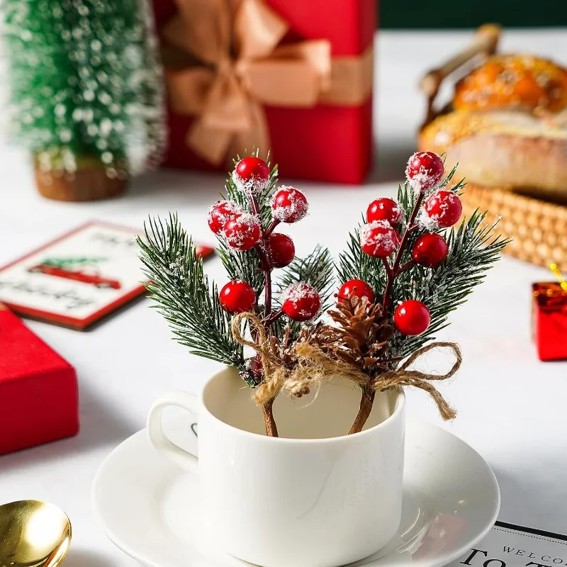 Рождественский букет сосновой шишки украшение из красных ягод имитация растения