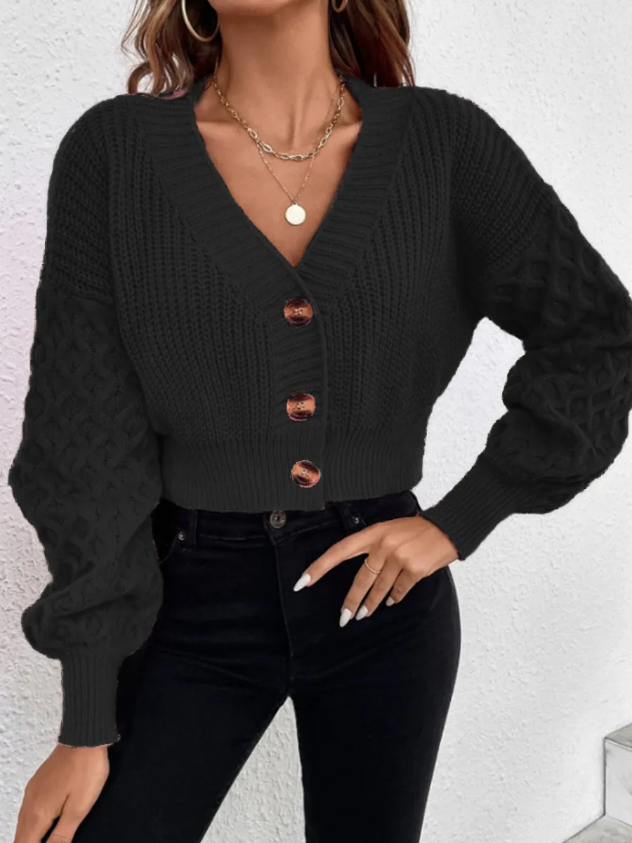 Женский Кардиган С Рукавами-фонариками Повседневный Свободный Свитер В