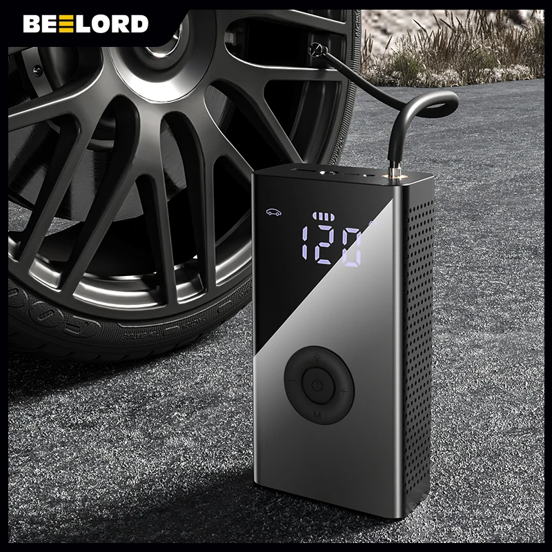 

BEELORD-Car Air Compressor, Portable Electric Tyre Inflator Pump with LED Light for Motorcycle, Bicycle, Smart Digital Tire Pump