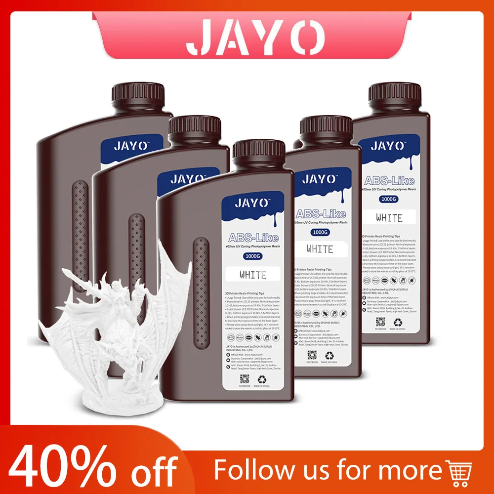 JAYO 5KG Standard/ABS-Like/Plant based/Water-Wash Resin 395-405nm UV Curing  Photopolymer Rapid Resin for LCD/DLP/SLA 3D Printer