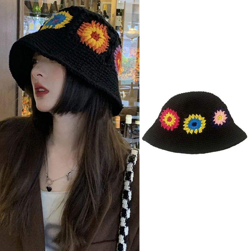 

Teens Crochet Bucket Hat Cute Ladies Outdoor Sports Fisherman for Women Teenagers Casual Spring Summer Sunscreen