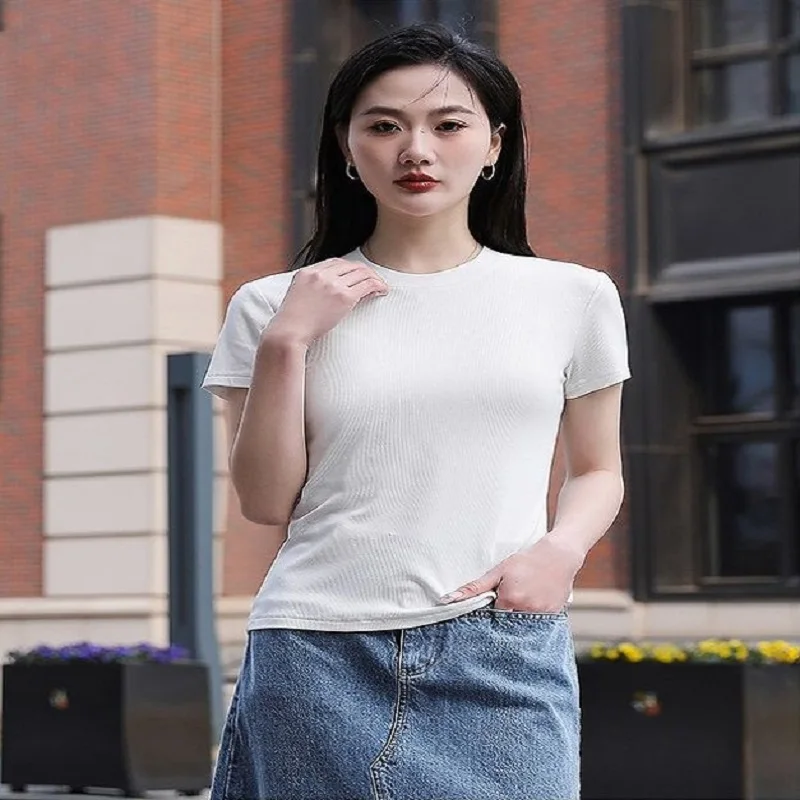 

Popular Thread Round Neck Short Sleeve Premium Sweet and Fresh