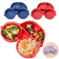 baby feeding dishes silicone suction cup plate cute car children feeding plate non slip baby food feeding bowl for children