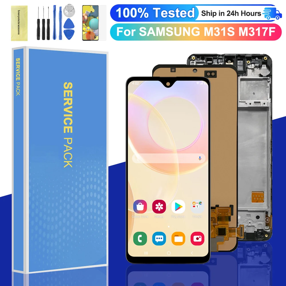 ЖК-дисплей Super AMOLED для Samsung Galaxy M31S M317, сенсорный экран с рамкой и дигитайзером в сборе для Samsung M317F, экран дисплея
