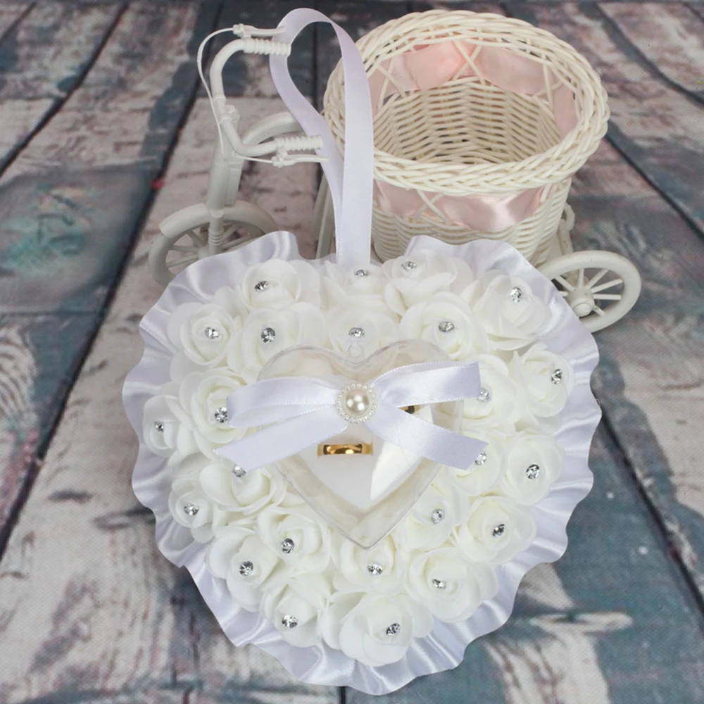 Valentine's Day Heart-shape Rose Flowers Jewelry Box Storage Organizer Packaging Case Portable Ring Jewellery Gift |