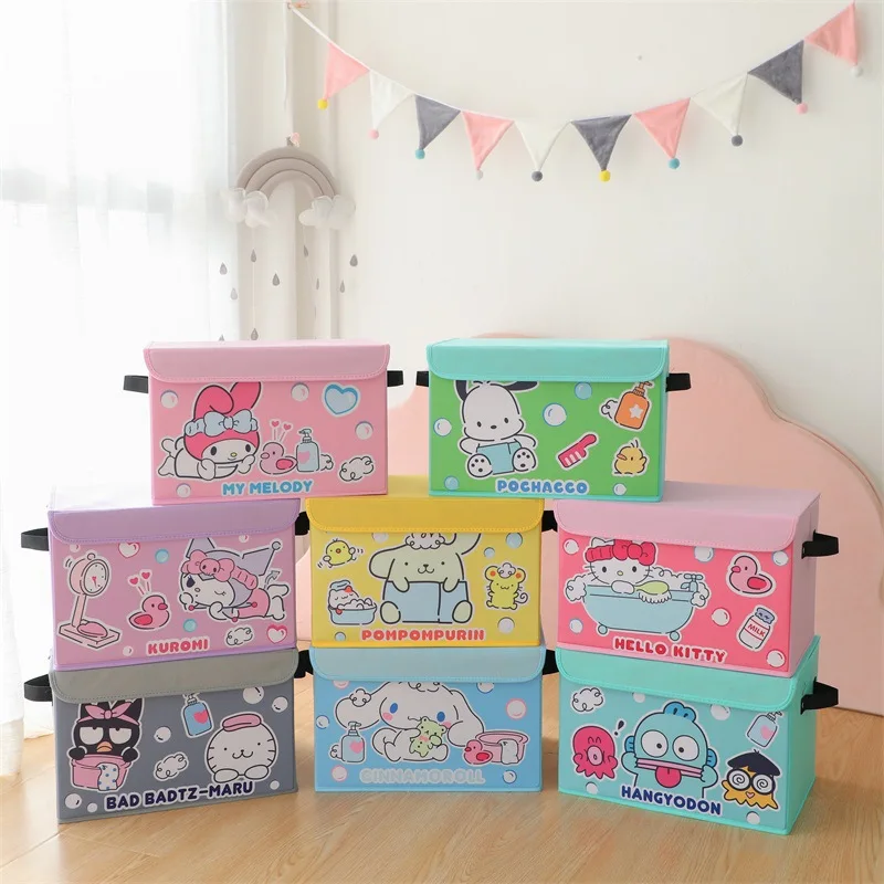 

Sanrio Cinnamoroll Child Cartoon Storage Box Foldable Portable Bedroom Kids Toy Storage Box Hello Kitty Girls Kawaii Storage Box