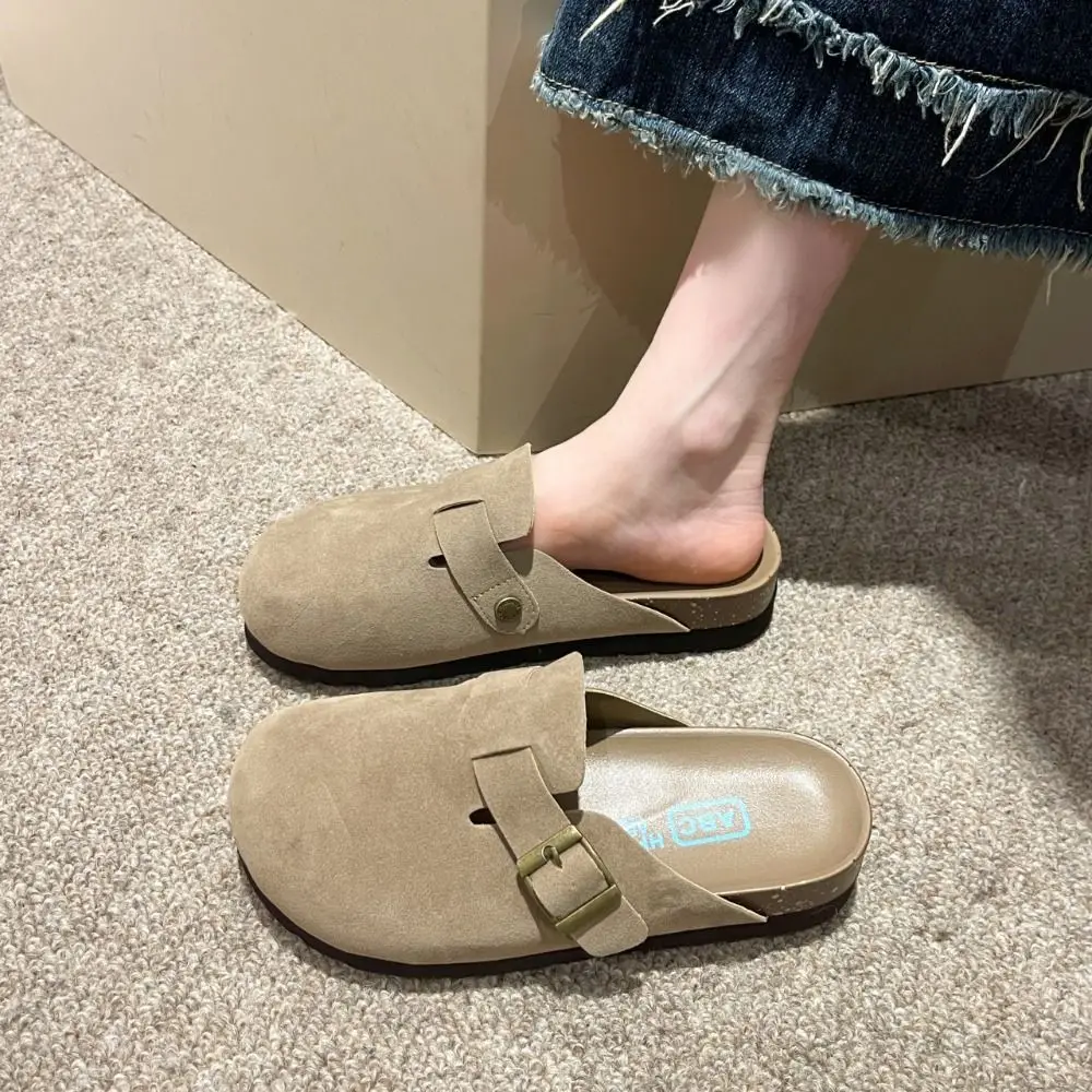 Удобные тапочки из искусственной кожи с поясом мягкие британские туфли Boken