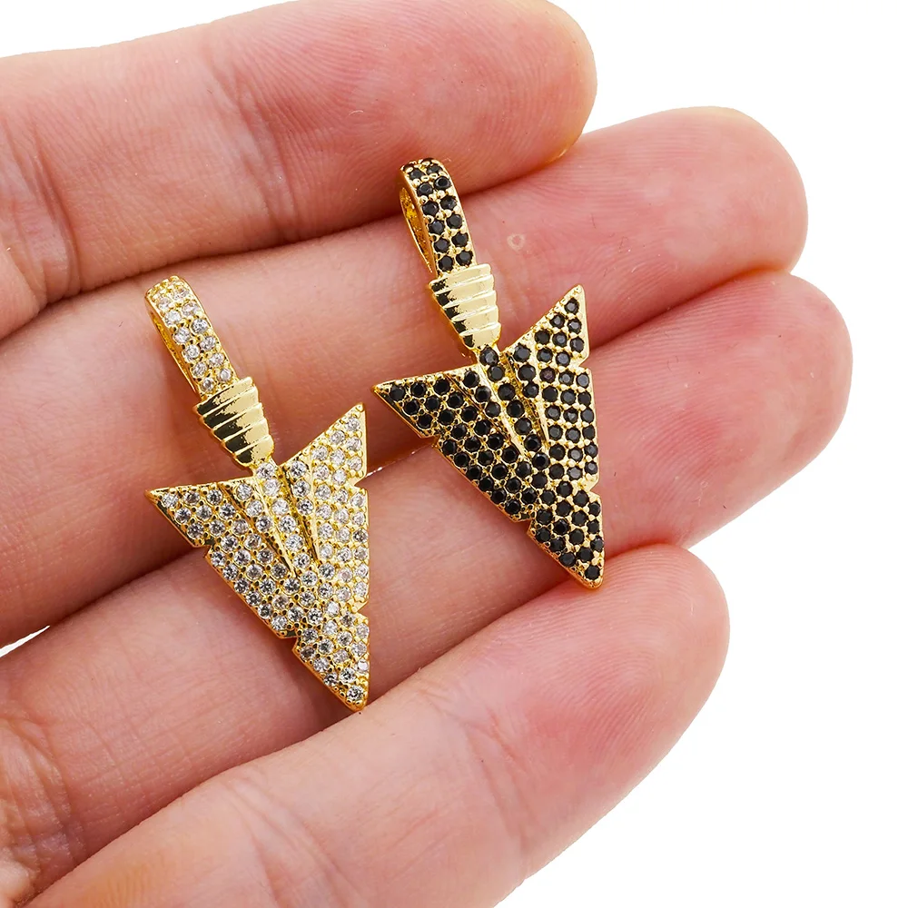 

2023 New Fashion Metal Arrow Charm Pendant CZ Zircon Gold Plated Necklace Acessories For Men Jewlery Making DIY Handmade Carft