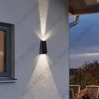 led waterproof solar stair lights solar wall lights outdoor fence lights up and down 7 color changing exterior patio lights