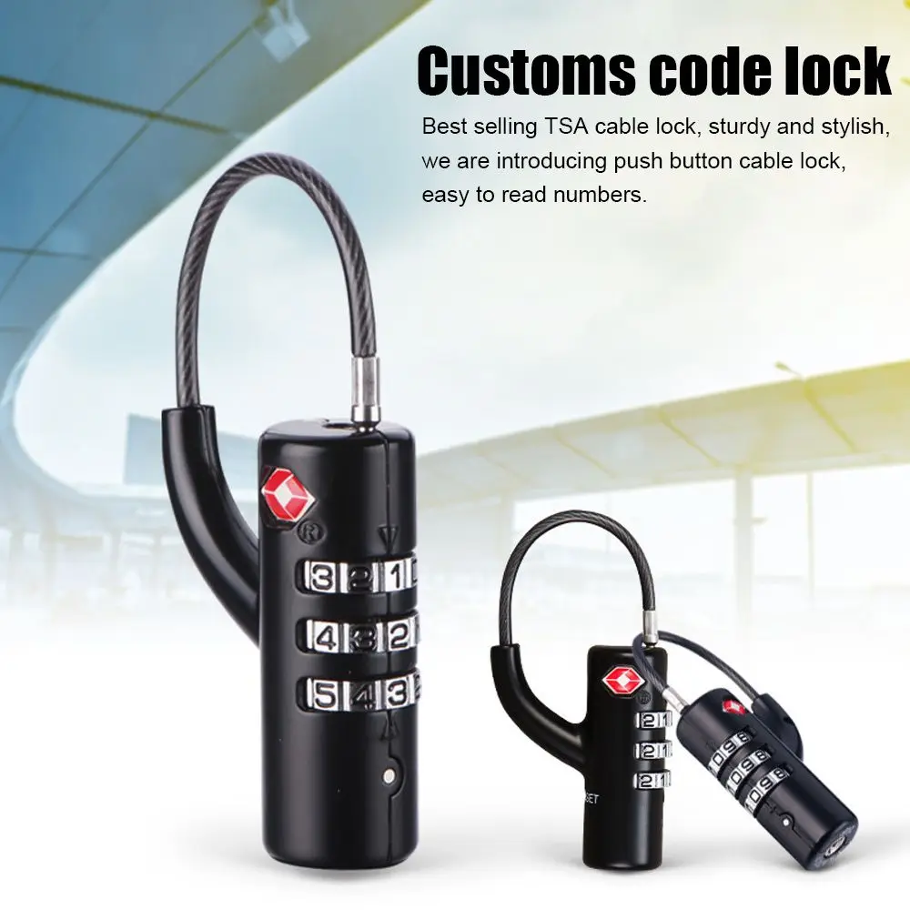 

TSA Customs Lock Overseas Customs Clearance Trolley Luggage Suitcase Backpack Password Lock Padlock with Steel Cable