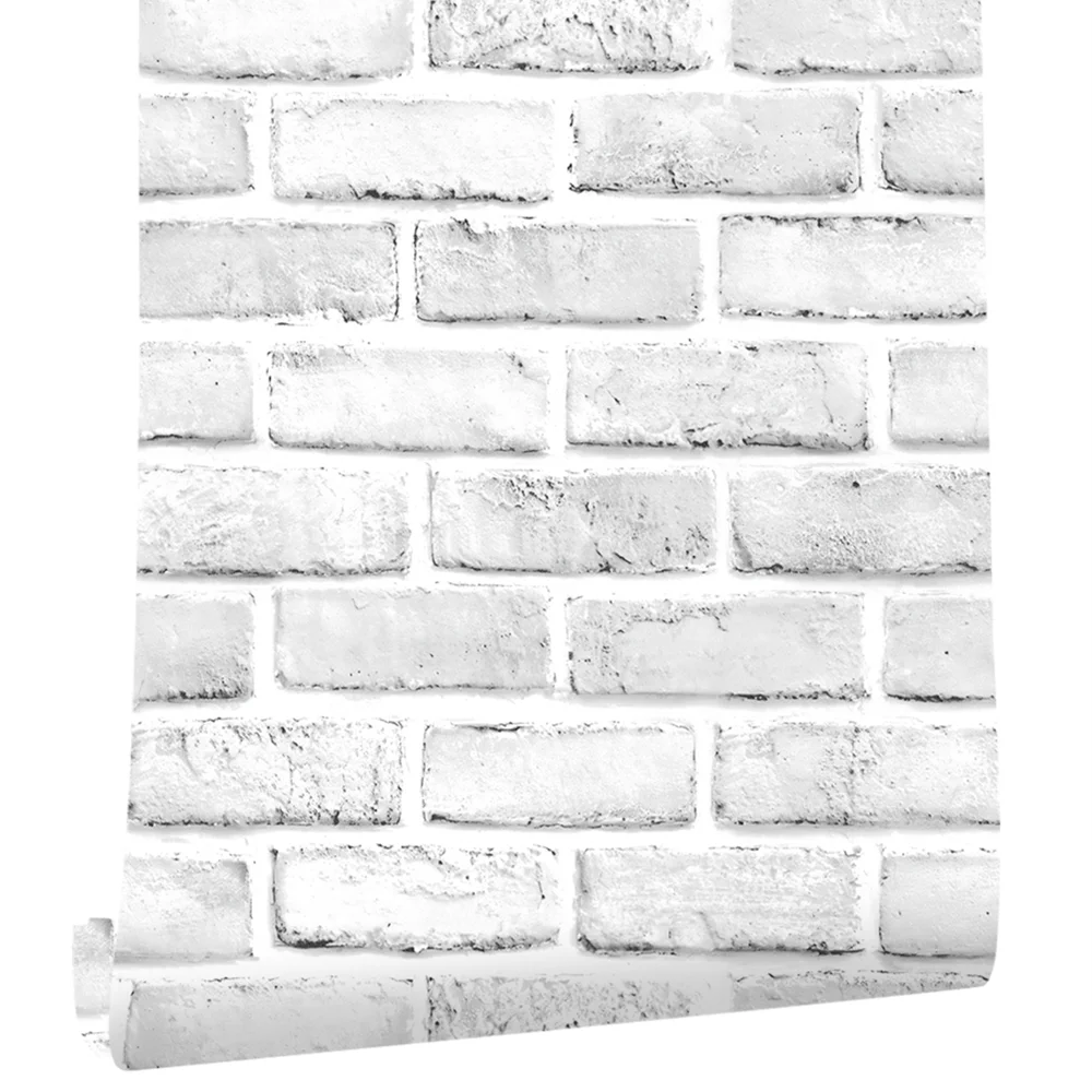

White Gray Brick Peel And Stick Wallpaper Plane 3D Brick Self Adhesive Wallpaper Removable Wallpaper For Bedroom Wall Decoration
