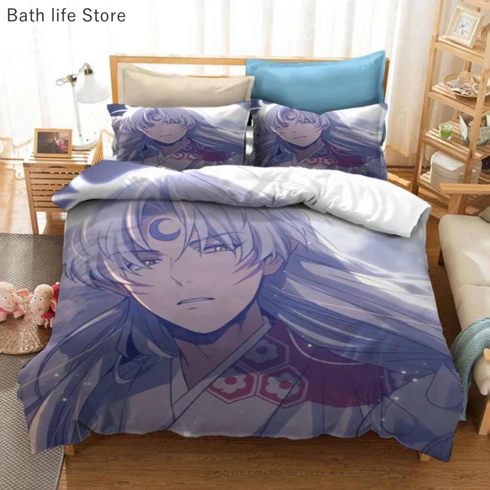 

Комплект постельного белья Anime Inuyasha, 3D роскошный пододеяльник, детский пододеяльник, пододеяльник с наволочкой, Королевский двойной мягкий комплект одеял, Декор для дома