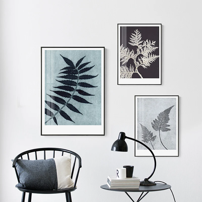 

Настенная картина в скандинавском стиле с изображением листьев растений, современные креативные настенные постеры для гостиной, ресторана...