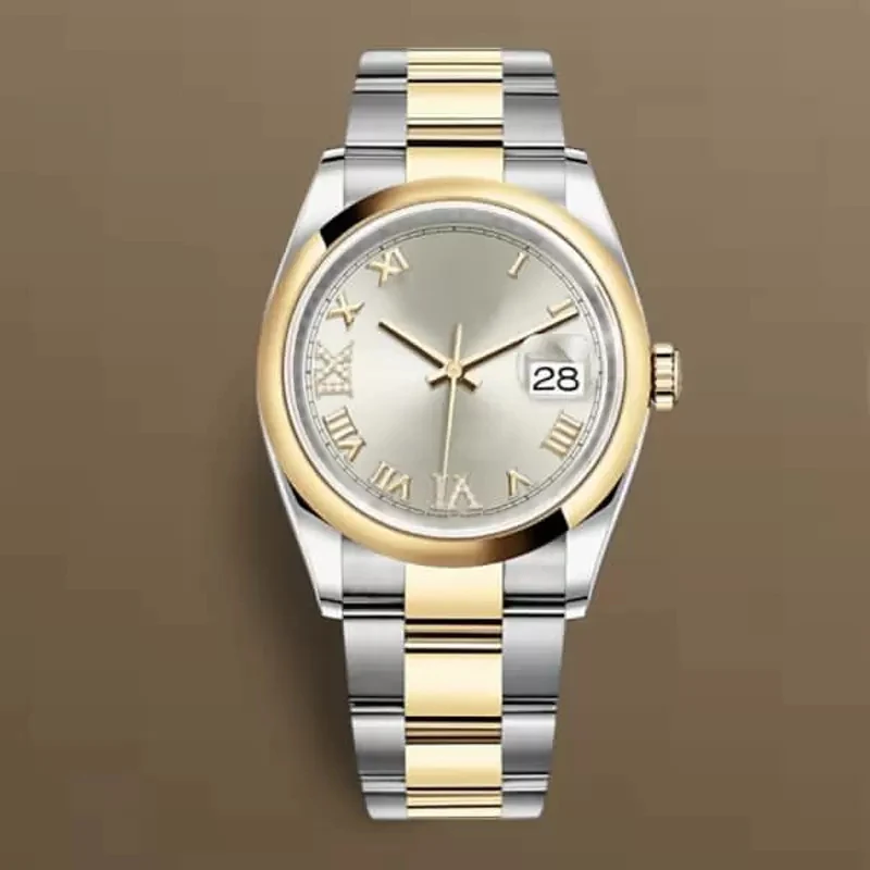 

Lady Women Watch 36mm Sapphire Crystal Diamond Roma Number Gold Stainless Steel Automatic Mechanical Movement Female Wristwatch