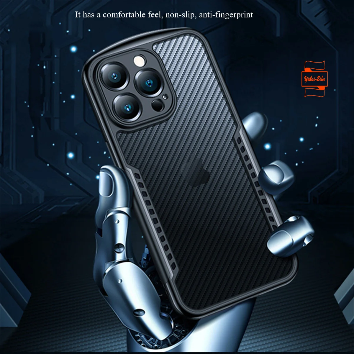 

Yidai-Silu Back Case Radiating Clear Carbon Fiber Pattern Heat Dissipation Breathable TPU Bumper Cover for iPhone 14 13 Pro Max