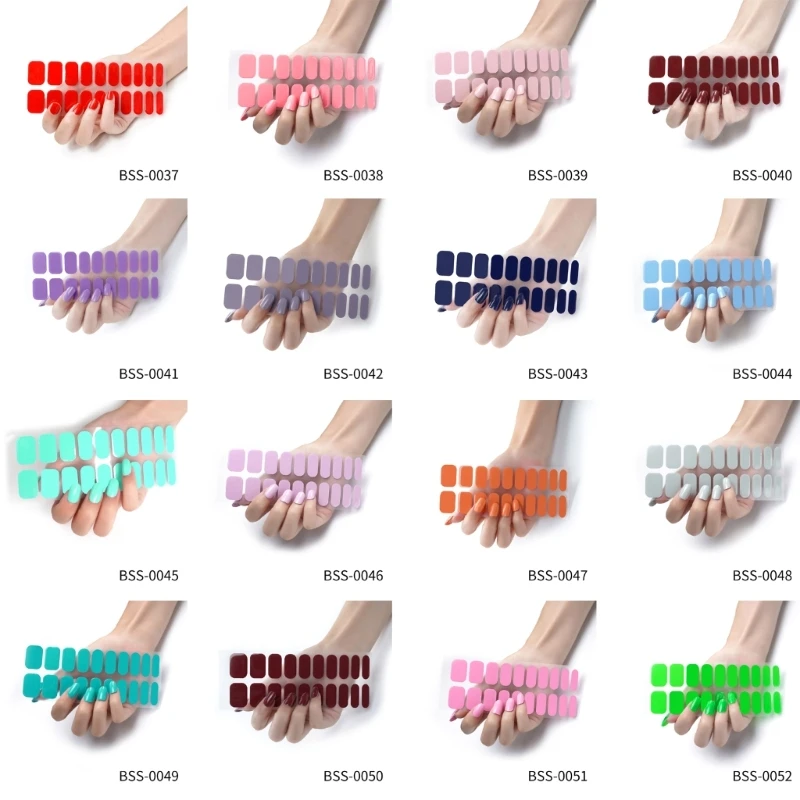 

20Pcs/pack Nail Wraps Women Nail Polish Strips Solid Color Self Adhesive Fingernail Stickers Nails Acrylic Nail Strips