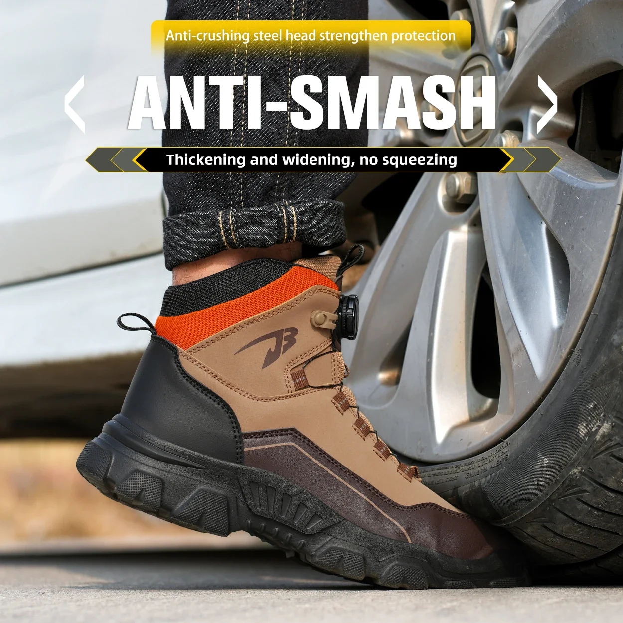 Мужские рабочие ботинки с вращающейся пряжкой защитная обувь со стальным носком