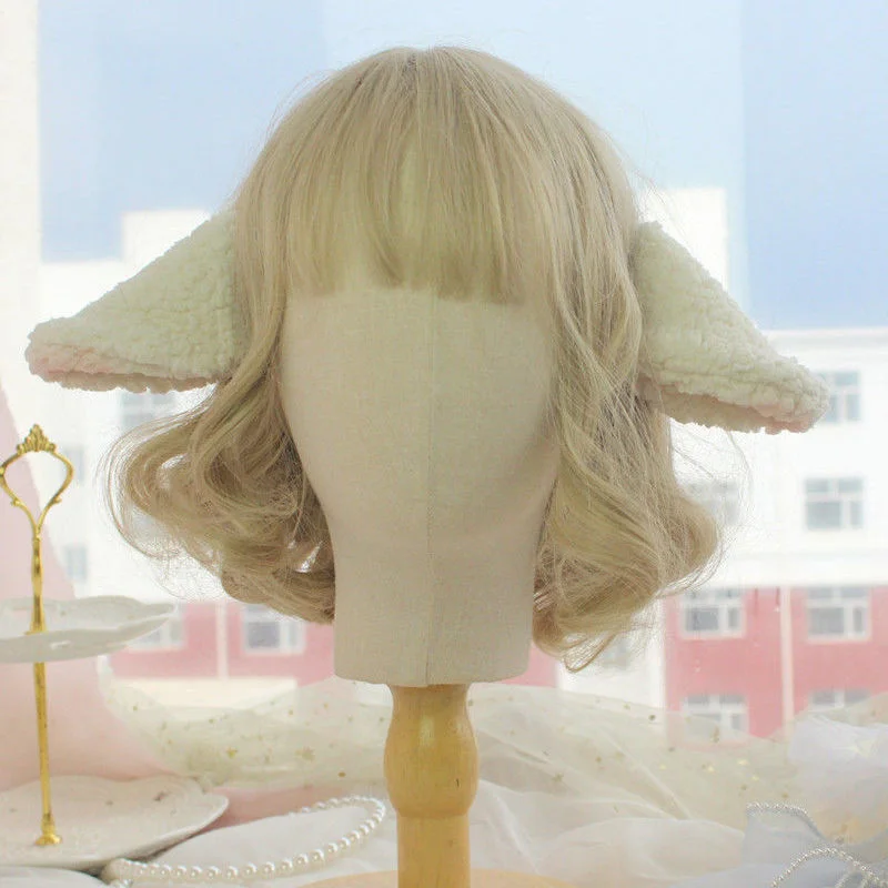 

Зажим для ушей из овечьей шерсти ручной работы с блестящим эффектом, аксессуар для волос в стиле "Лолита", Шпилька для волос в виде овечьей шерсти