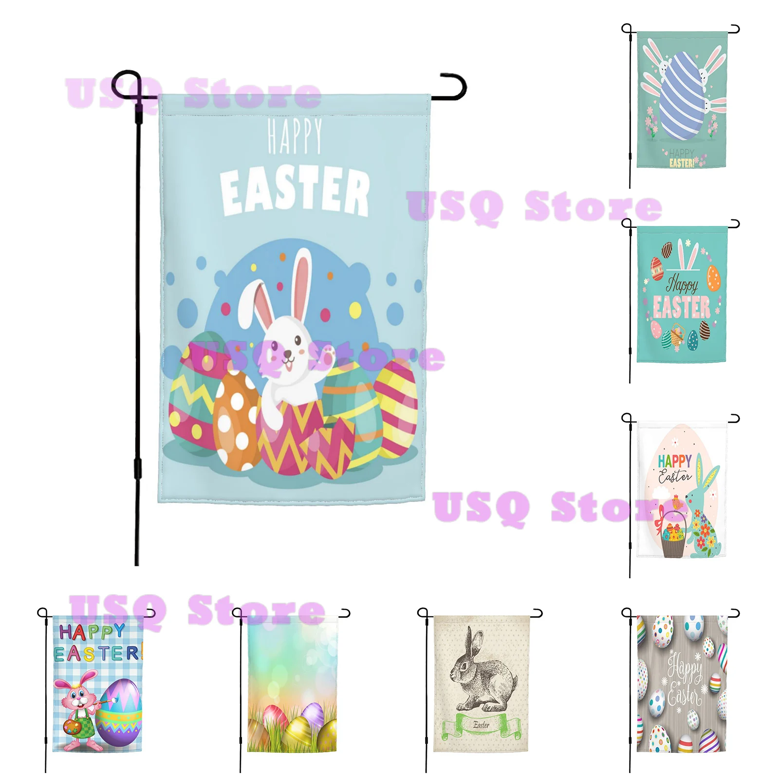 

Easter Garden flag Welcome Bunny Flags Easter Yard Flag for Outside Garden Flag Bunny Flowers Easter Egg Outdoor Yard Decoration