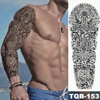 large rotator sleeve waterproof temporary tattoo sticker personality tribal totem wolf dragon body art fake tattoos men women