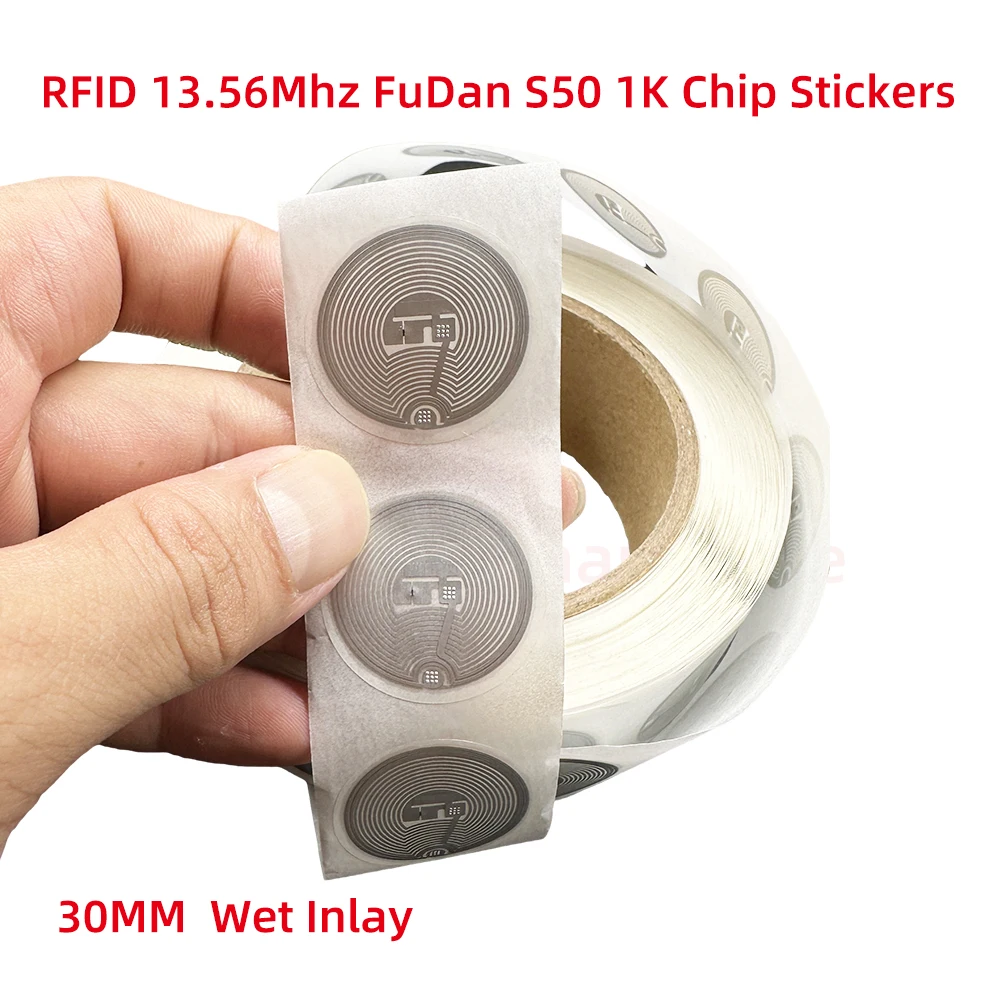

10pcs RFID S50 Smart Tag 14443A MIFARE Classic 1K EV1 S50 Wet Inlay Sticker F08 1024 Bytes Lable RFID Tags for Andriod NFC Phone