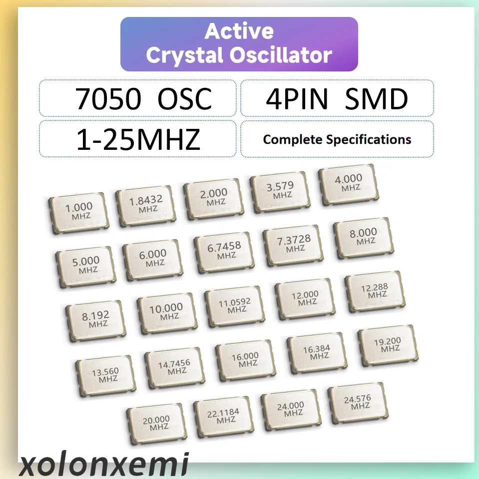 5 шт. SMD 7050 активный кварцевый генератор OSC 4Pin 1 МГц 2 МГц 4 МГц 5 МГц 6 МГц 8 МГц 12 МГц 16 МГц 20 МГц 24 МГц 5070 5*7 5.0x7.0мм