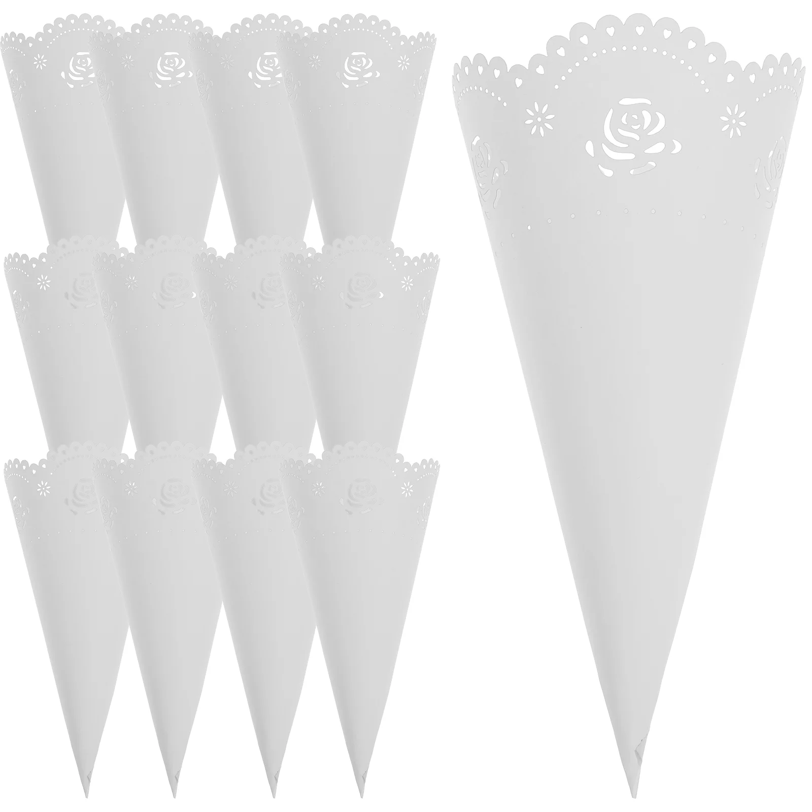 

20 PCS Cone Flower Bouquet Serving Candy Bouquets Wedding Petal Cones Holder Stand Hollow Petals