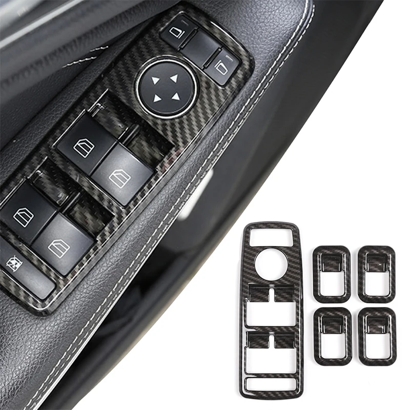 

Carbon Fiber Car Window Lift Button Frame Sticker For Mercedes Benz A B C E GLE GLA CLA GLK Class W176 W204 W212 W166 W218
