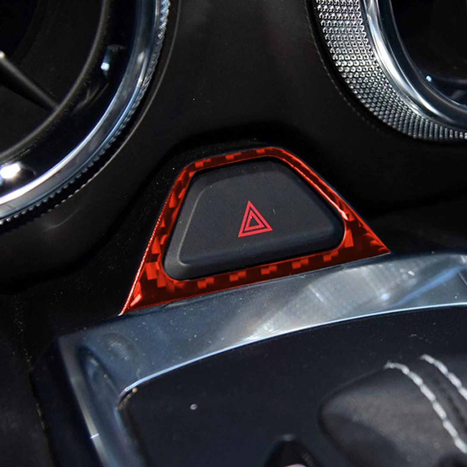 

Car Panel Trim Carbon Fiber Red Interior Warning Light Button Cover Trim For Chevrolet Camaro 2017-2019 Decorative Stickers