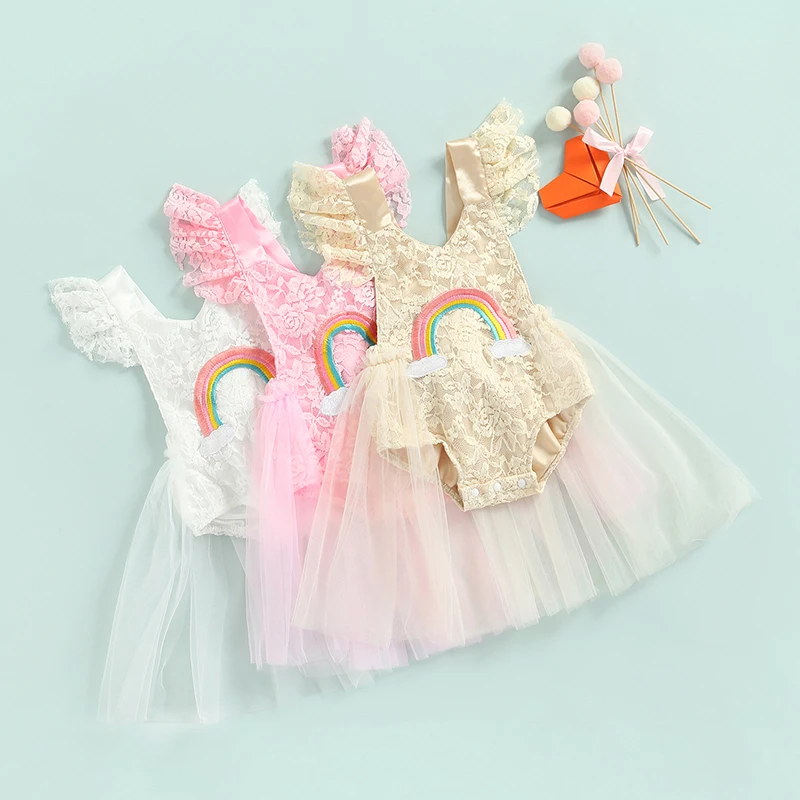 

Детское кружевное платье-комбинезон для новорожденных, 0-24 мес.