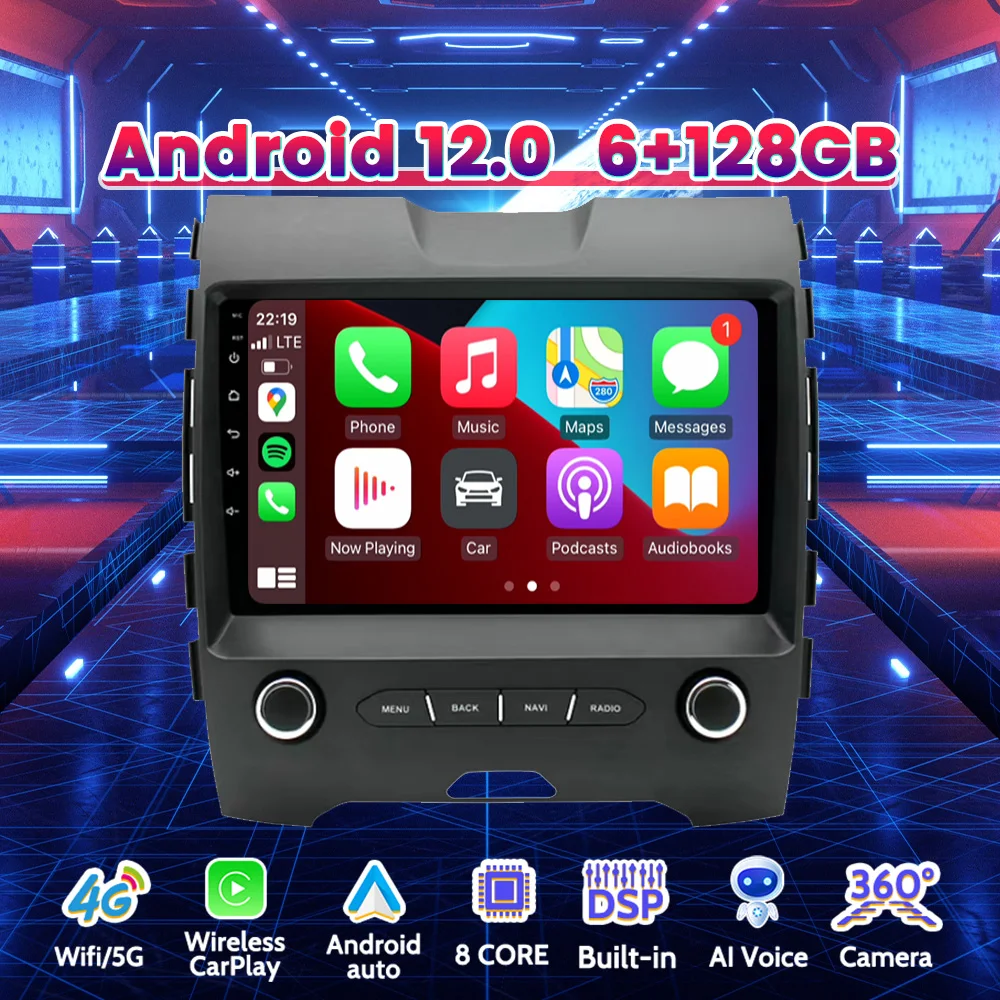 

Автомагнитола для Ford Edge 2015 - 2019 Android 12 Multimedi плеер GPS навигация Carplay 2Din стерео приемник