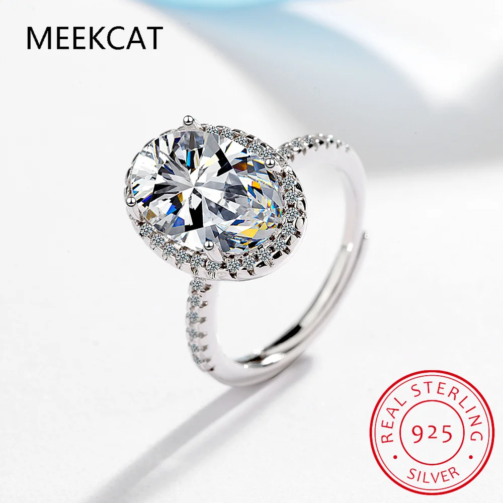 100% стерлингового серебра 925 пробы 8*12 мм овальные сверкающие обручальные кольца с