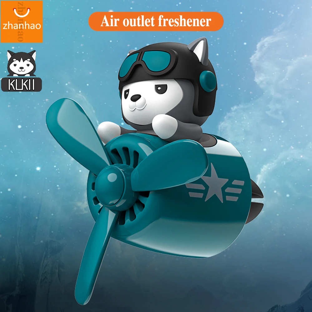 

72KM Siberian Husky Pilot Car Air Freshener Air Outlet Propeller Aroma Auto Interior Accessories Woman Perfume Diffuser Ornamen