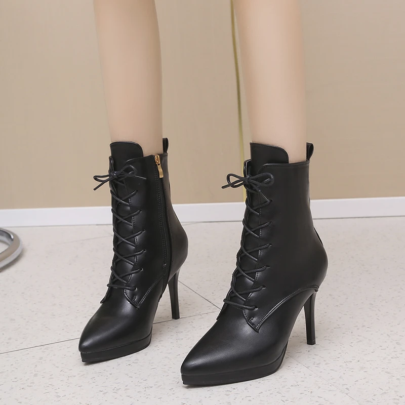 Модные облегающие Ботинки Челси на высоком каблуке Женские однотонные